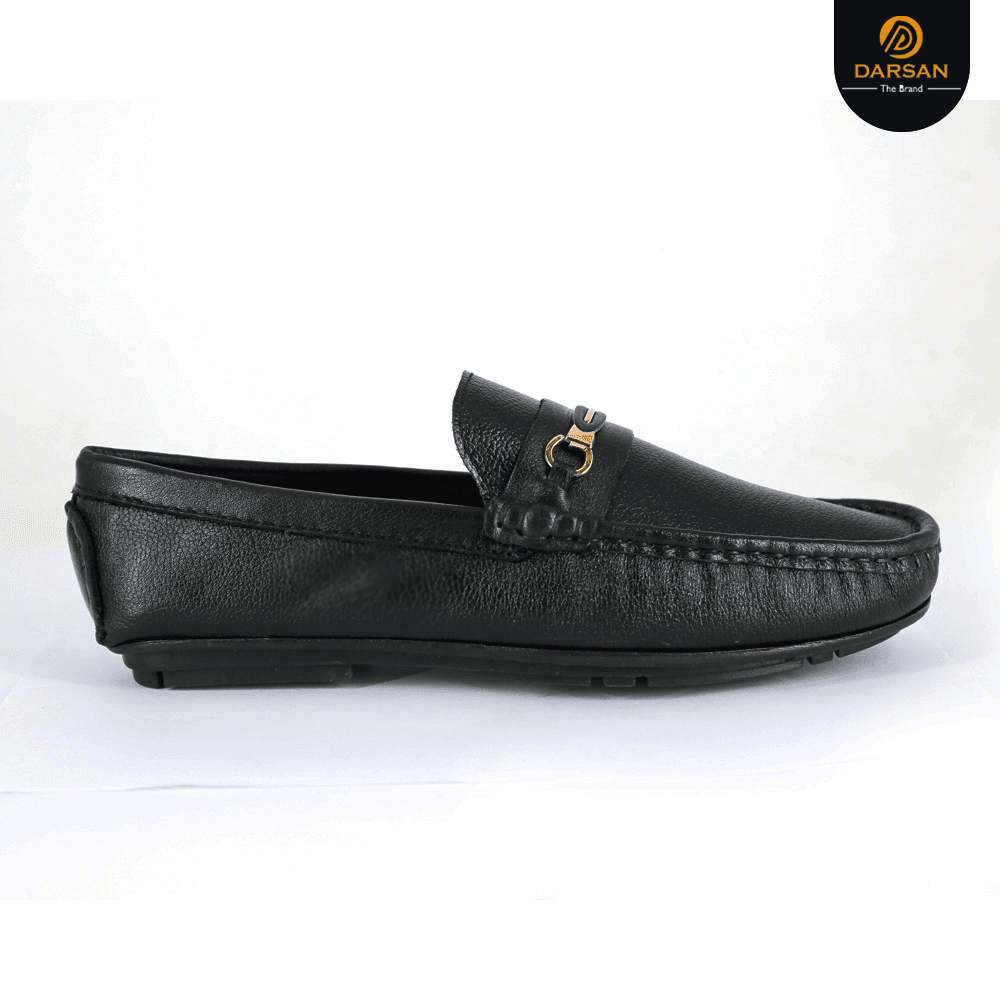 Super Soft Leather Loafer With Metal Saddle -BLM-07